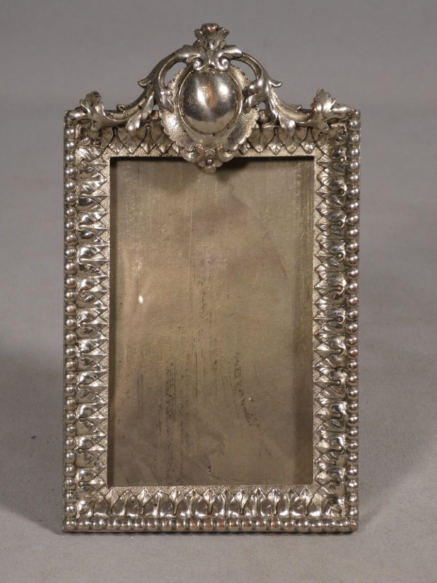 Louis XVI-style Photo Frame In Silver-plated Bronze, Early 20th Century