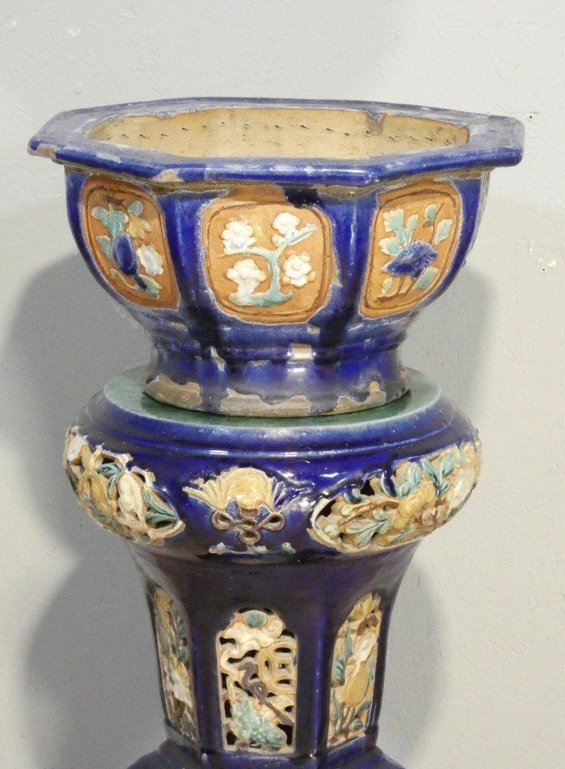 Glazed Terracotta Planter Or Column-shaped Planters, Indochina, Early 20th Century-photo-2