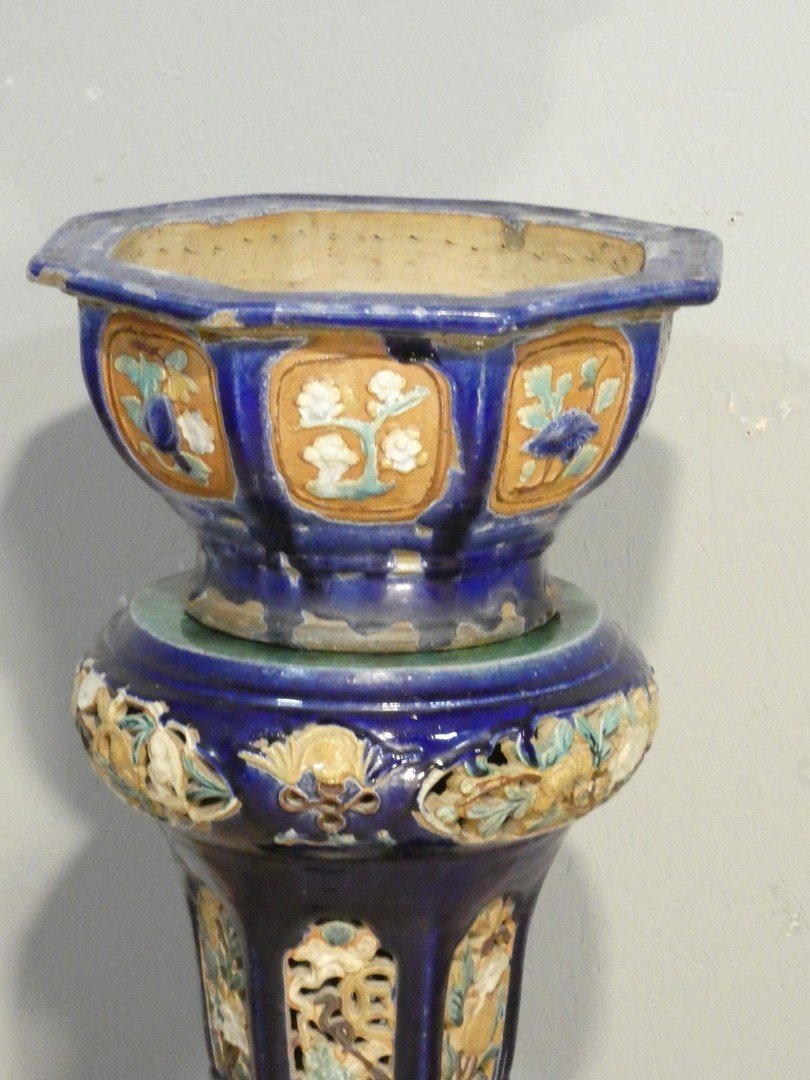 Glazed Terracotta Planter Or Column-shaped Planters, Indochina, Early 20th Century-photo-4
