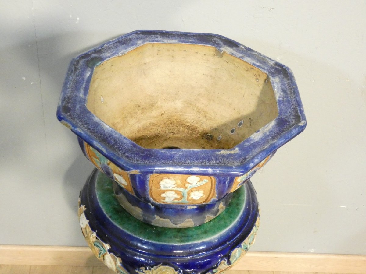 Glazed Terracotta Planter Or Column-shaped Planters, Indochina, Early 20th Century-photo-1