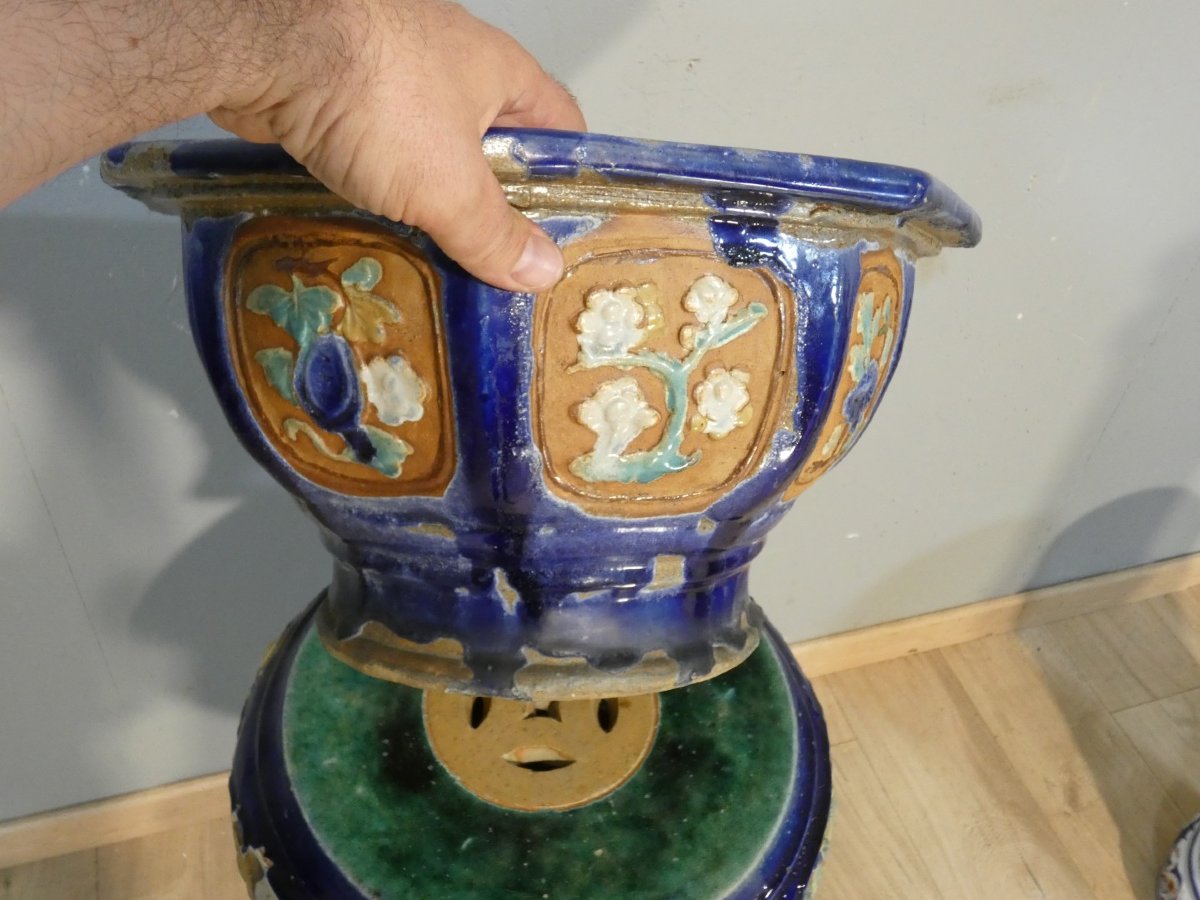 Glazed Terracotta Planter Or Column-shaped Planters, Indochina, Early 20th Century-photo-4