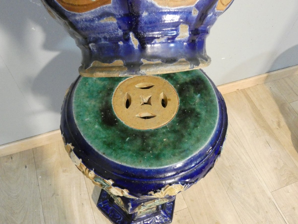 Glazed Terracotta Planter Or Column-shaped Planters, Indochina, Early 20th Century-photo-5
