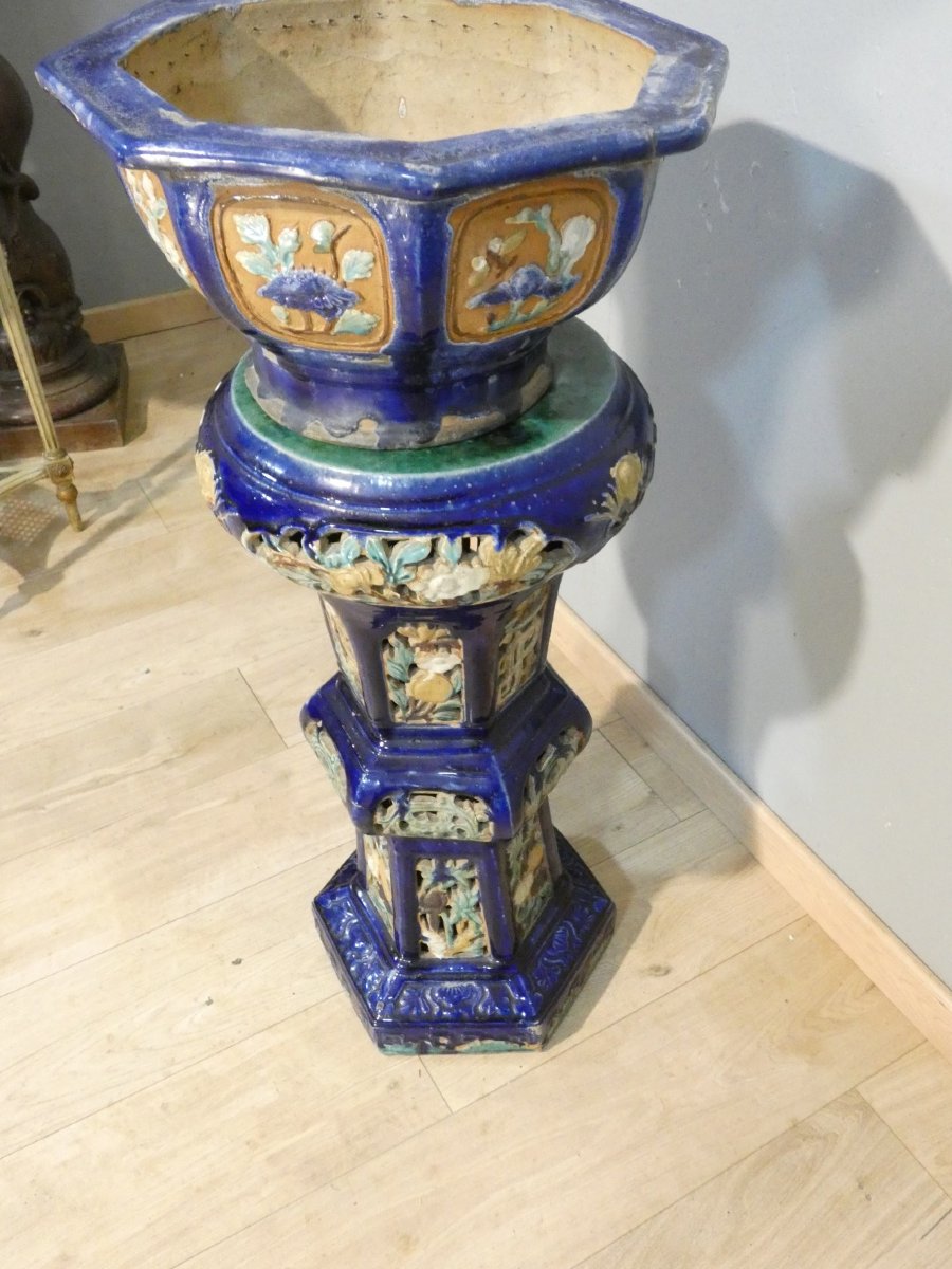 Glazed Terracotta Planter Or Column-shaped Planters, Indochina, Early 20th Century-photo-6