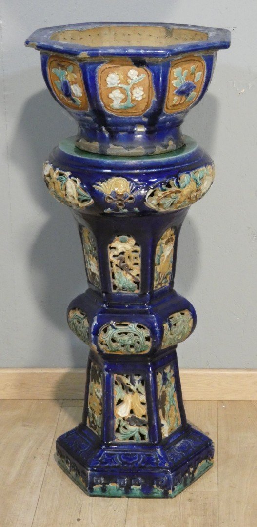 Glazed Terracotta Planter Or Column-shaped Planters, Indochina, Early 20th Century