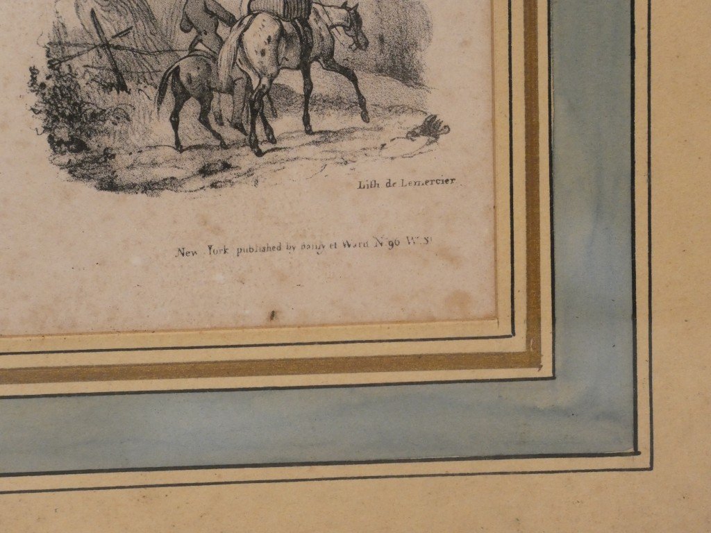 Les plaisirs de l'équitation par Victor Adam, lithographie, XIX ème siècle-photo-1