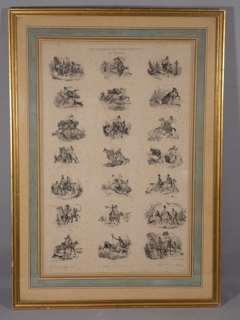 Les plaisirs de l'équitation par Victor Adam, lithographie, XIX ème siècle