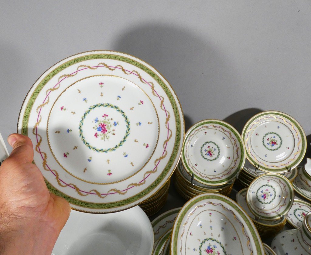 Haviland Vieux Paris Vert, Complete 12-person Dinner Service, 107 Pieces - Limoges -photo-4