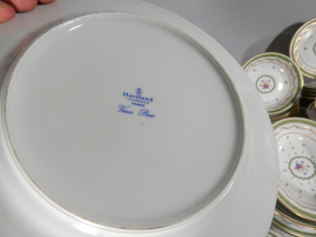 Haviland Vieux Paris Vert, Complete 12-person Dinner Service, 107 Pieces - Limoges -photo-4