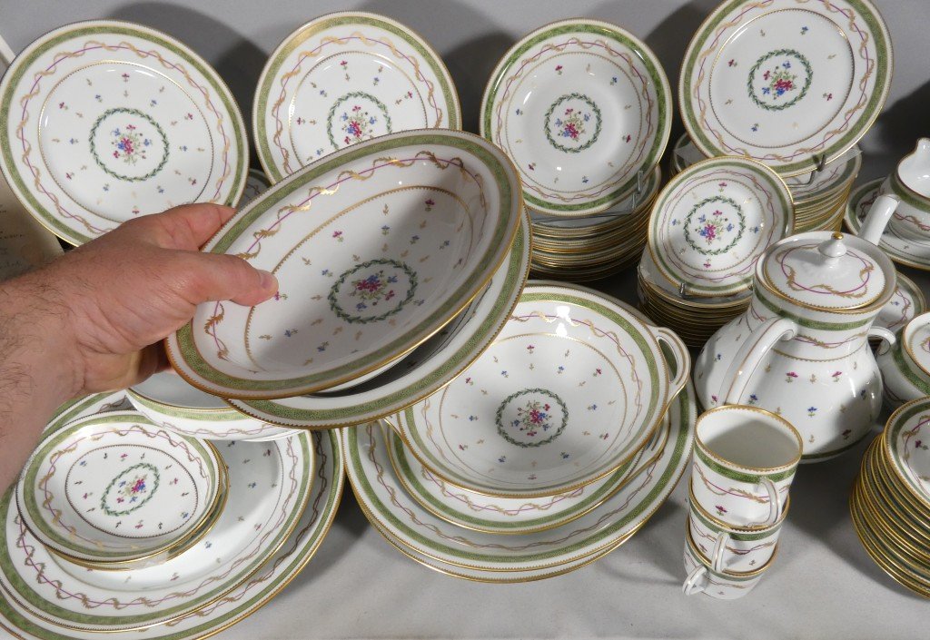 Haviland Vieux Paris Vert, Complete 12-person Dinner Service, 107 Pieces - Limoges -photo-5