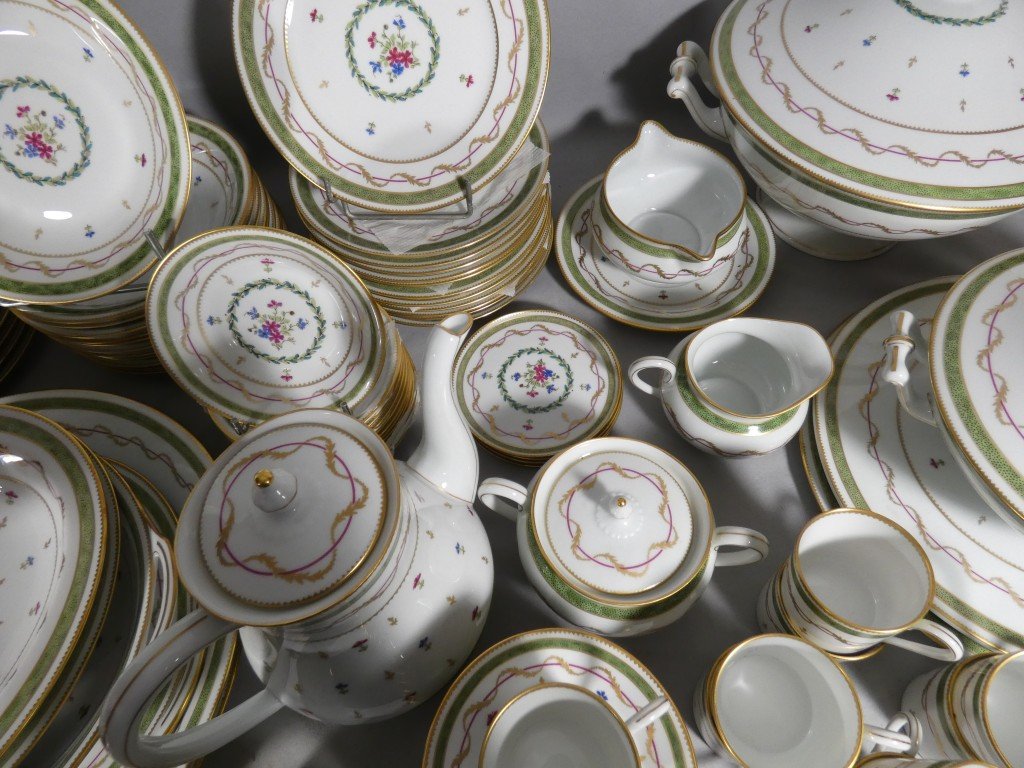 Haviland Vieux Paris Vert, Complete 12-person Dinner Service, 107 Pieces - Limoges -photo-6