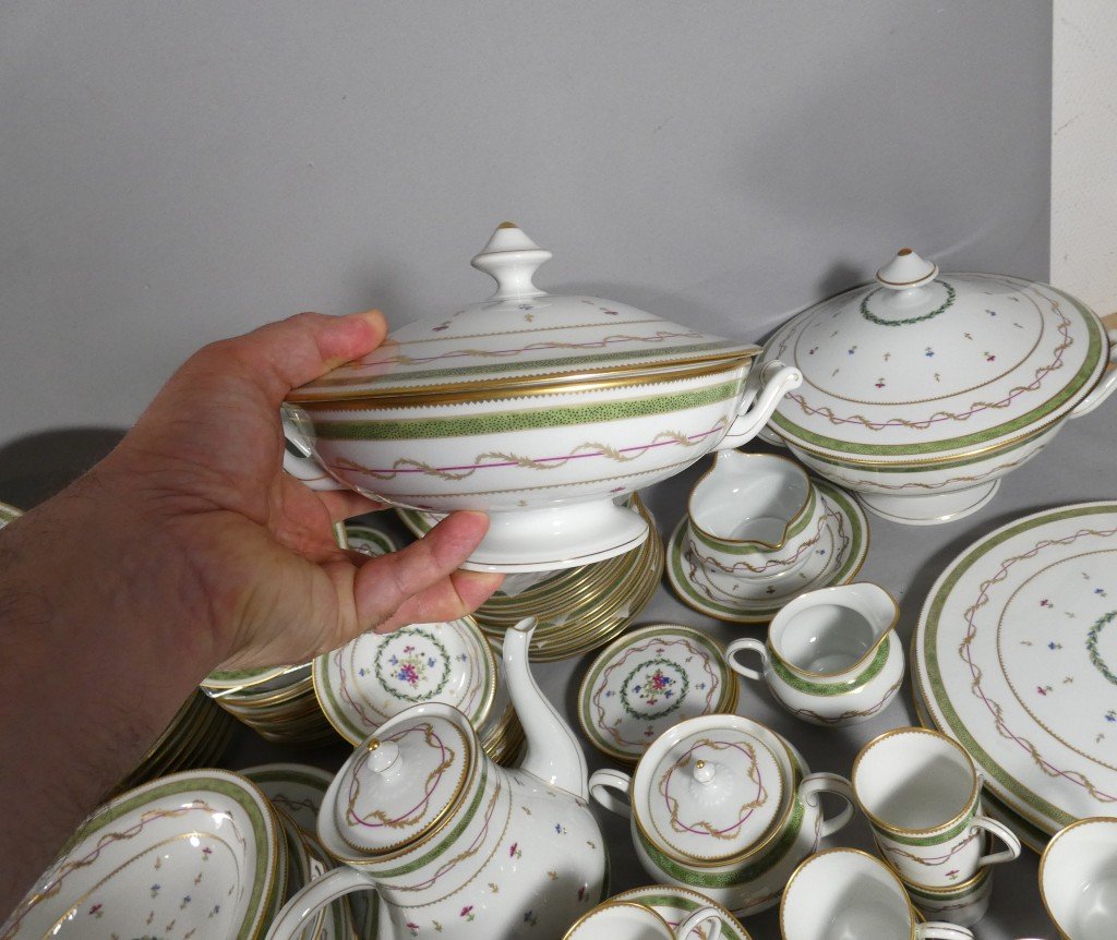 Haviland Vieux Paris Vert, Complete 12-person Dinner Service, 107 Pieces - Limoges -photo-7