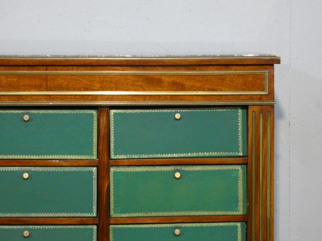 Cartonnier de style Louis XVI en acajou et dessus marbre, époque fin XIX ème-photo-2