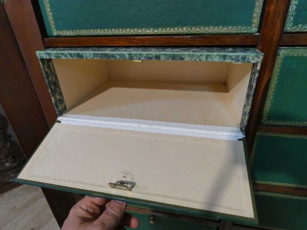 Cartonnier de style Louis XVI en acajou et dessus marbre, époque fin XIX ème-photo-6