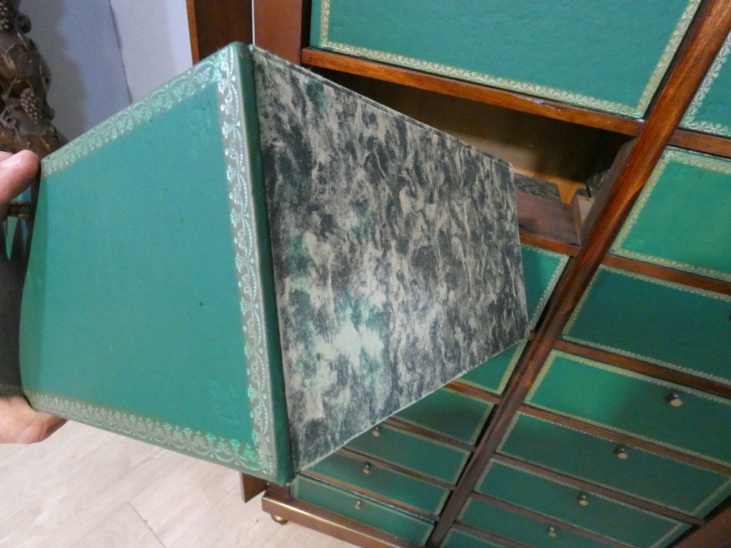 Cartonnier de style Louis XVI en acajou et dessus marbre, époque fin XIX ème-photo-7
