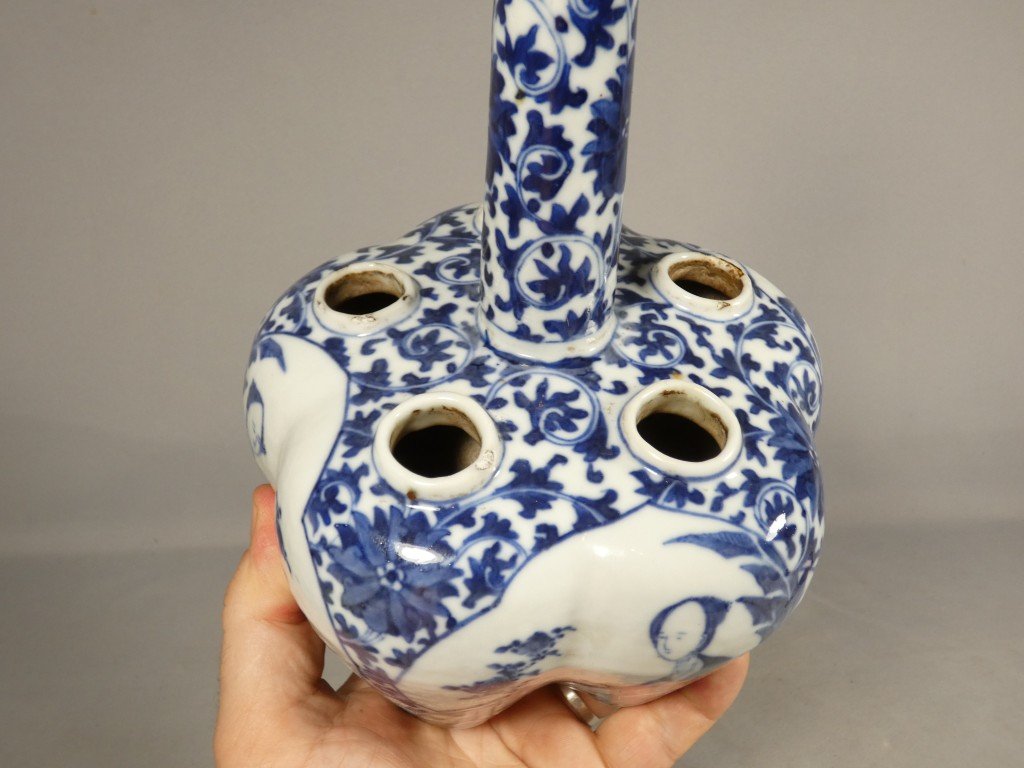 Importante bouquetière en porcelaine bleu et blanc – Chine,  Qing, époque Guangxu (1875-1908)-photo-6
