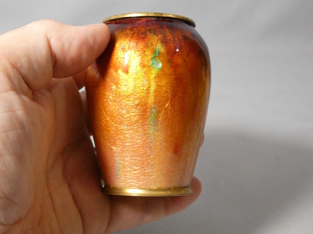 Alexandre Marty (1876–1943), Enameled Copper Vase, Limoges Enamels-photo-1