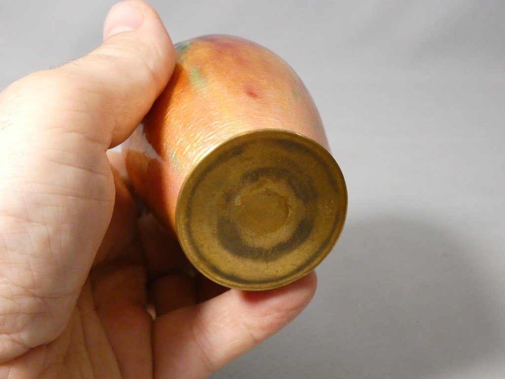 Alexandre Marty (1876–1943), Enameled Copper Vase, Limoges Enamels-photo-2