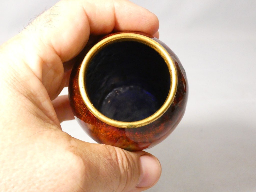 Alexandre Marty (1876–1943), Enameled Copper Vase, Limoges Enamels-photo-3