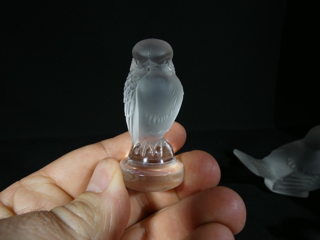 Lalique, Miniature Sparrow Figurine In Satin-finish Crystal-photo-4