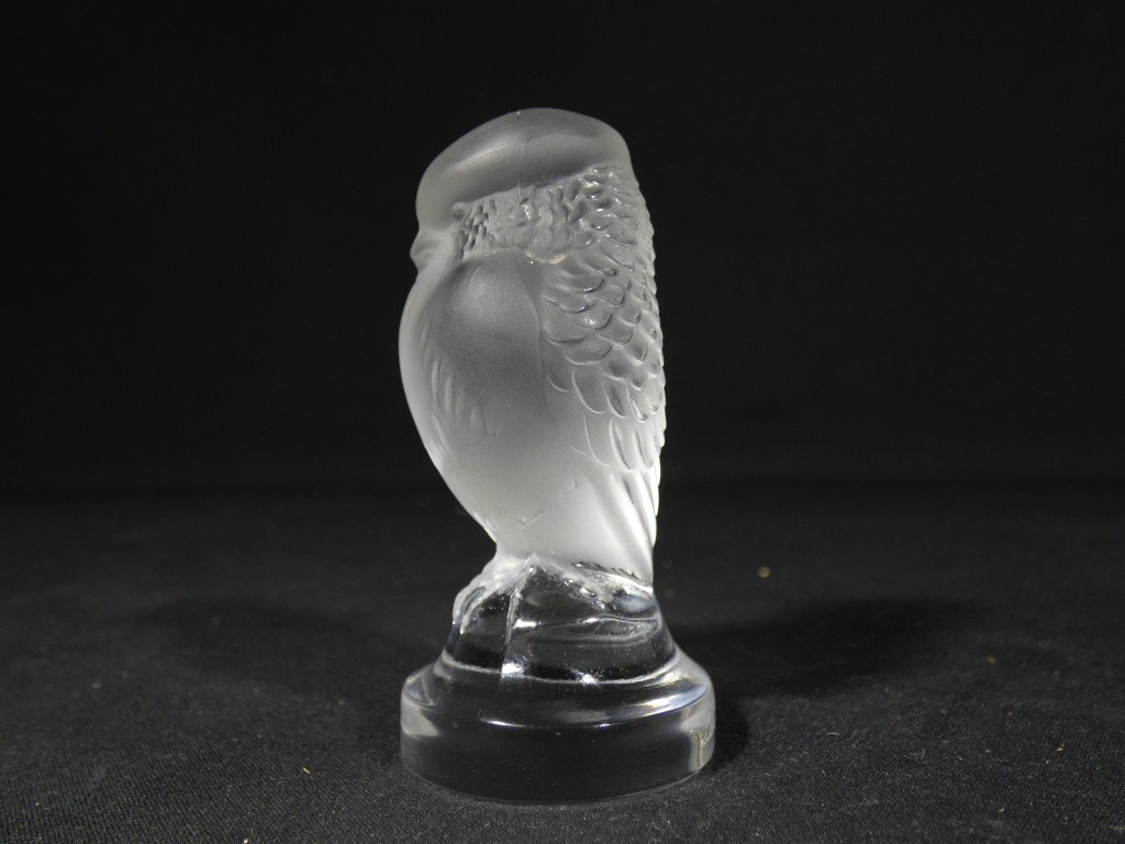 Lalique, Miniature Sparrow Figurine In Satin-finish Crystal-photo-2