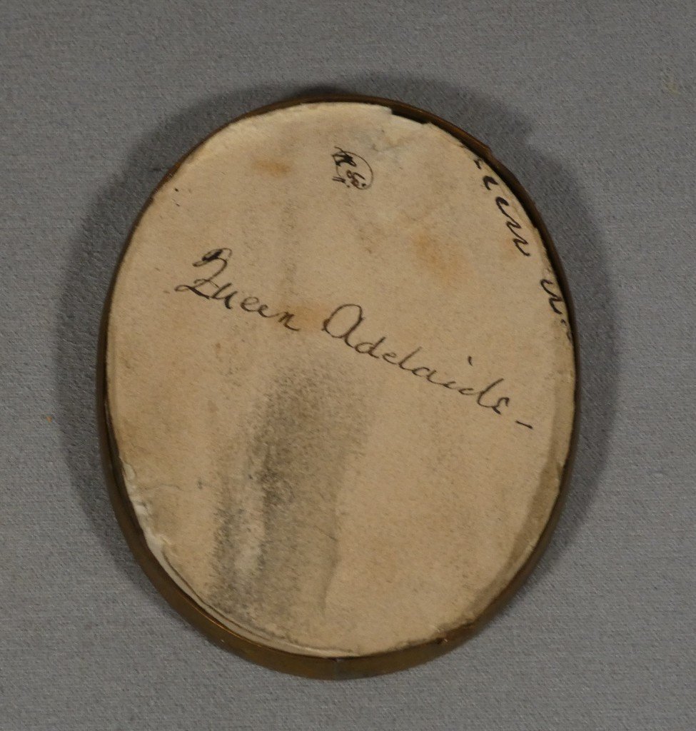 Queen Adélaïde de Saxe-Meiningen, Reine consort du Royaume Uni, portrait miniature à la gouache-photo-3
