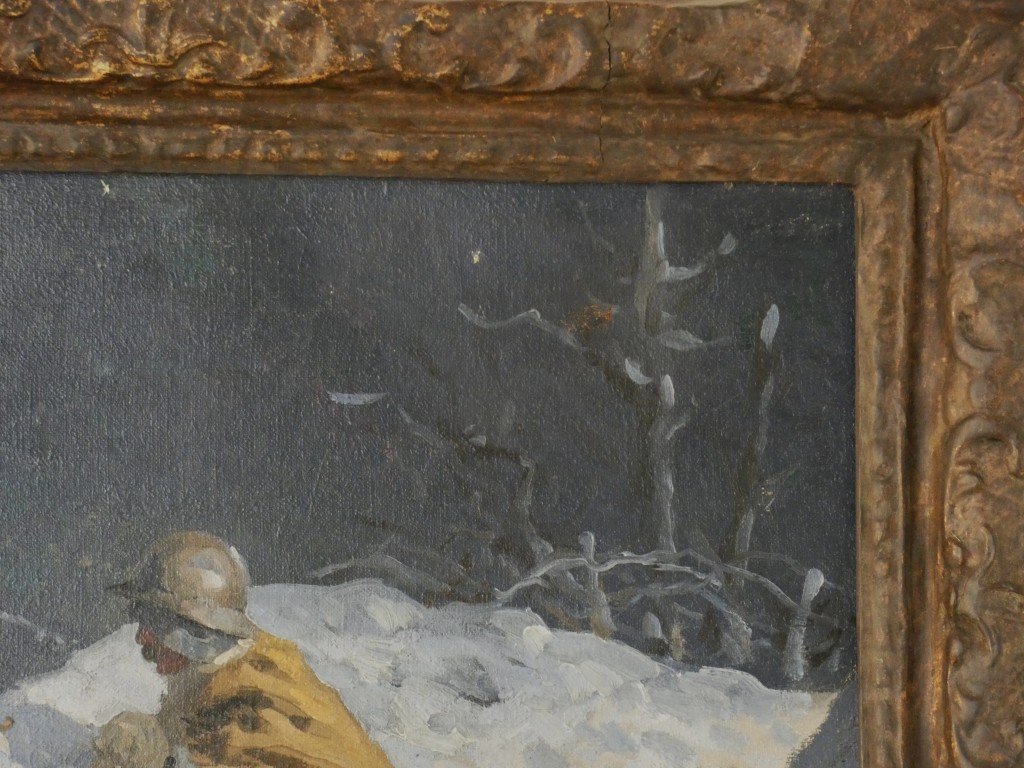Le Guetteur dans la tranchée, Le poilu, tableau 1ère guerre mondiale par Pierre Lissac-photo-1