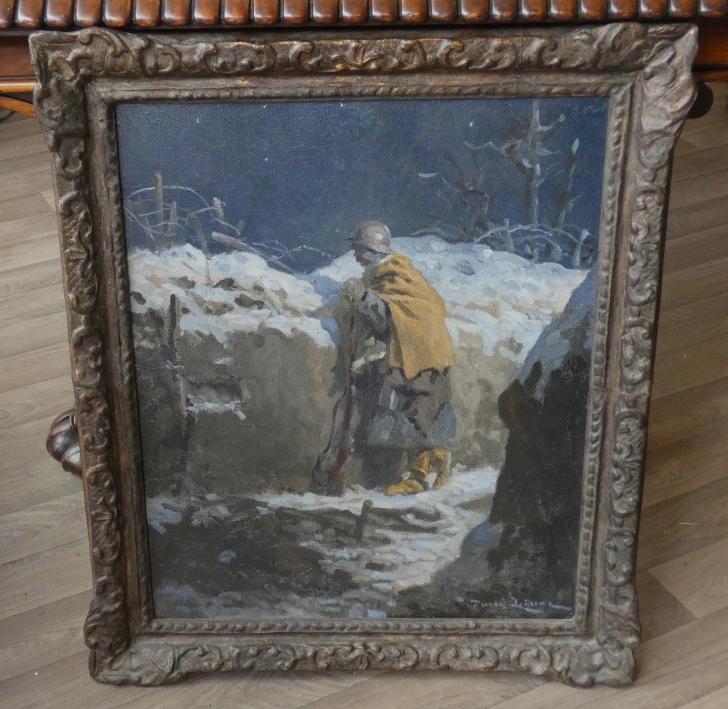 Le Guetteur dans la tranchée, Le poilu, tableau 1ère guerre mondiale par Pierre Lissac-photo-4