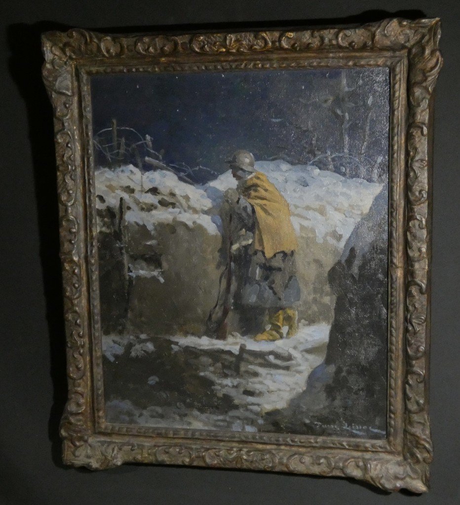 Le Guetteur dans la tranchée, Le poilu, tableau 1ère guerre mondiale par Pierre Lissac