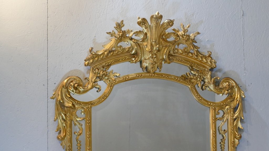 190 × 120 Cm, Large Mirror, Regency-style Mirror With Gilded Wooden Frames, Napoleon III Period-photo-2
