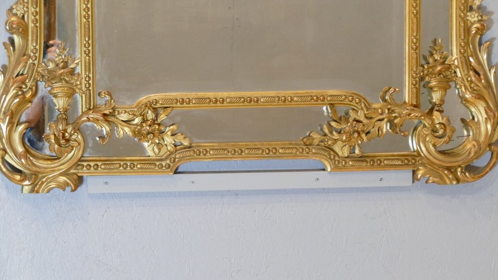 190 × 120 Cm, Large Mirror, Regency-style Mirror With Gilded Wooden Frames, Napoleon III Period-photo-4