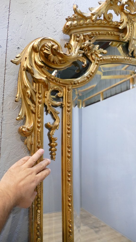 190 × 120 Cm, Large Mirror, Regency-style Mirror With Gilded Wooden Frames, Napoleon III Period-photo-1