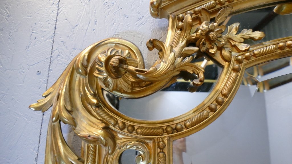 190 × 120 Cm, Large Mirror, Regency-style Mirror With Gilded Wooden Frames, Napoleon III Period-photo-2
