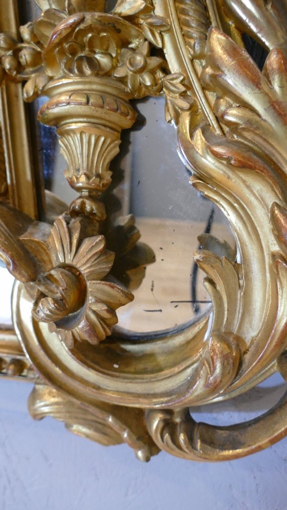 190 × 120 Cm, Large Mirror, Regency-style Mirror With Gilded Wooden Frames, Napoleon III Period-photo-3