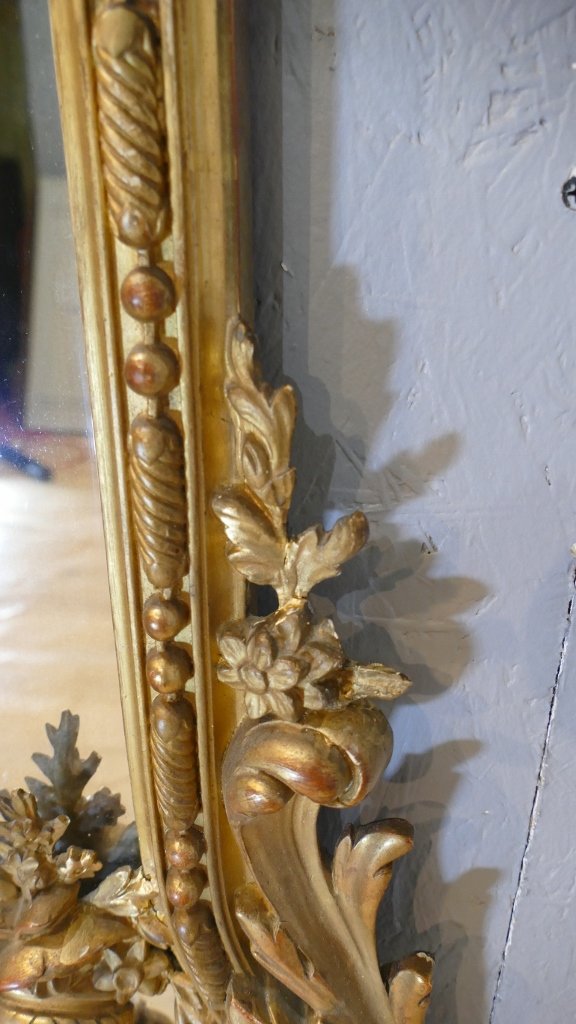 190 × 120 Cm, Large Mirror, Regency-style Mirror With Gilded Wooden Frames, Napoleon III Period-photo-4