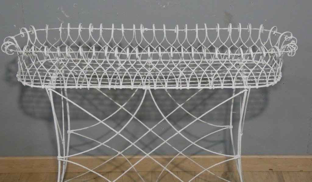 Napoleon III-style Planter Made Of Woven Wire In A Basket Design, Late 19th Century-photo-2