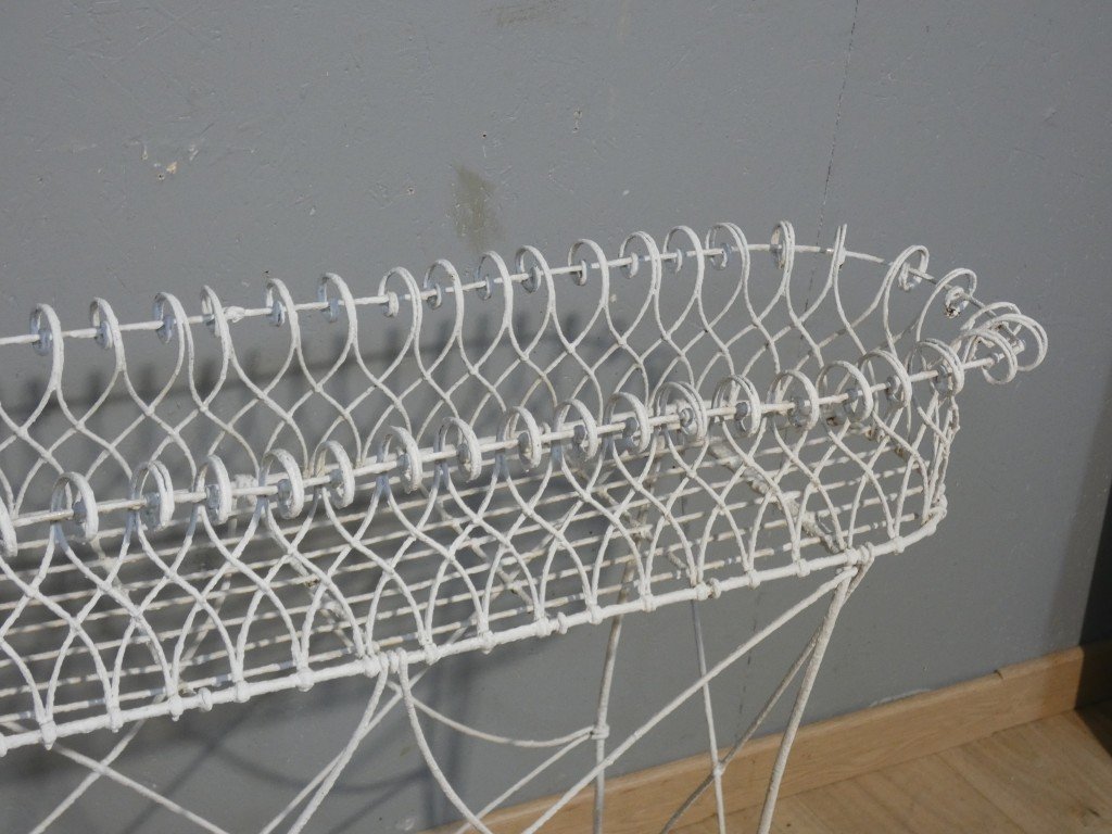 Napoleon III-style Planter Made Of Woven Wire In A Basket Design, Late 19th Century-photo-2