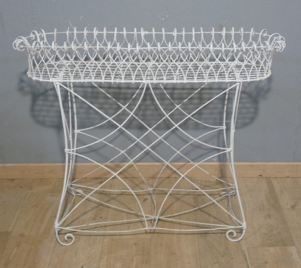 Napoleon III-style Planter Made Of Woven Wire In A Basket Design, Late 19th Century