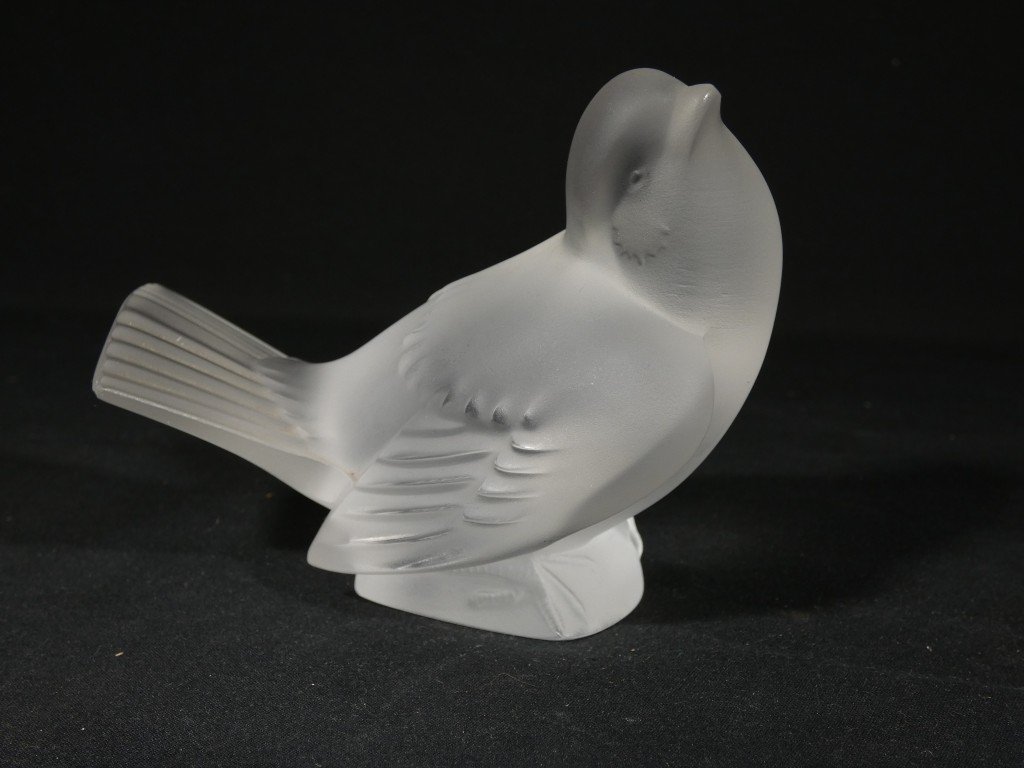 Lalique, Satin-finish Crystal Sparrow Figurine
