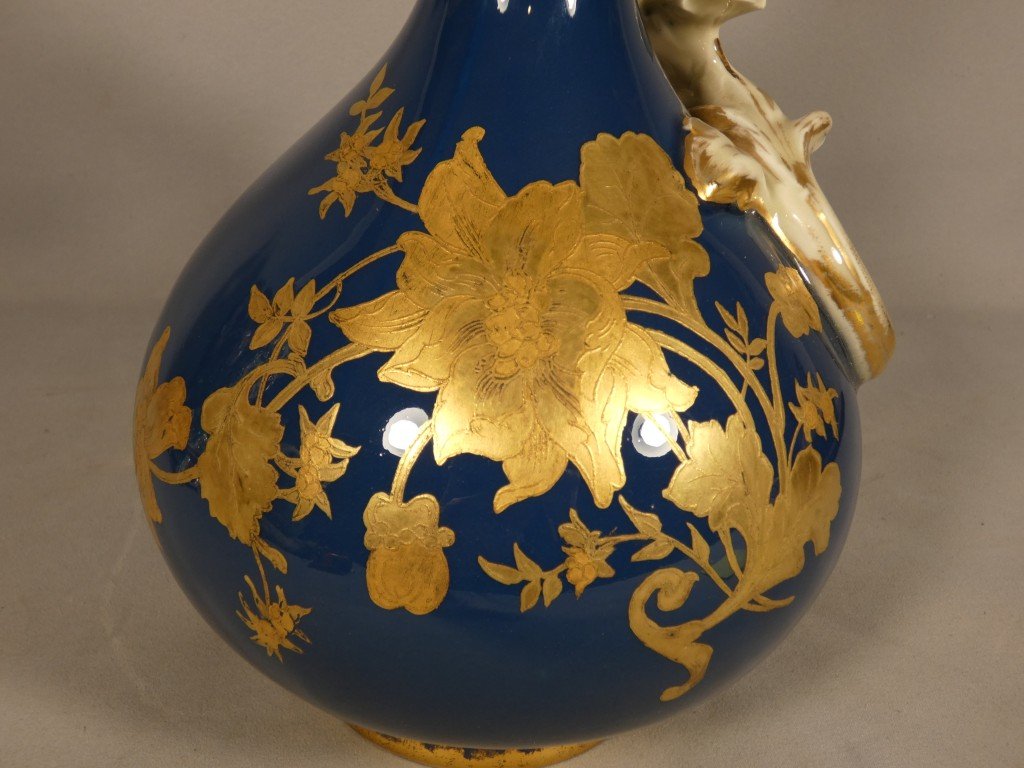 Art Nouveau Vase Made Of Limoges Porcelain, Jean Pouyat Factory, Circa 1900-photo-3