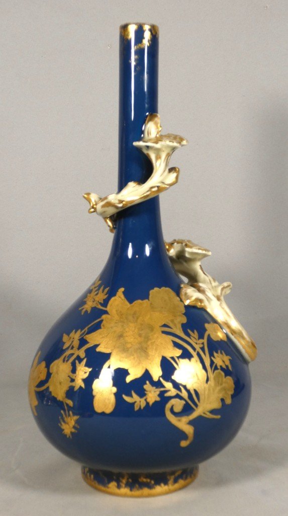 Art Nouveau Vase Made Of Limoges Porcelain, Jean Pouyat Factory, Circa 1900