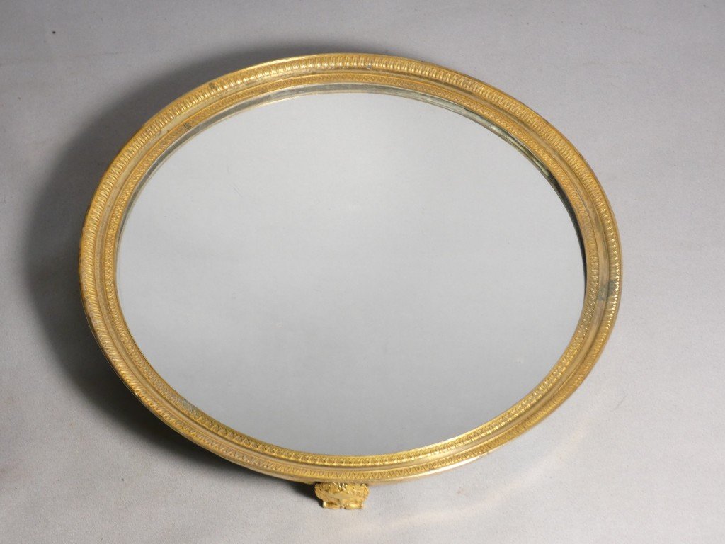 Mirrored Tray, Empire-style Centerpiece In Gilded Bronze, 19th Century-photo-2