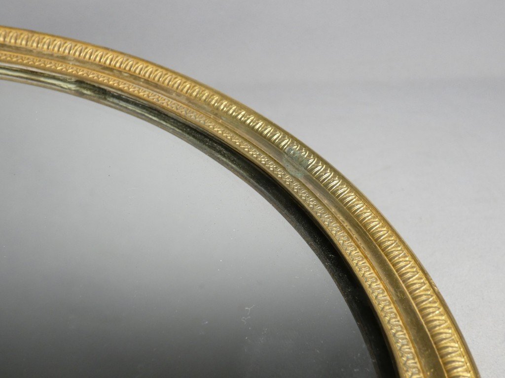 Mirrored Tray, Empire-style Centerpiece In Gilded Bronze, 19th Century-photo-1
