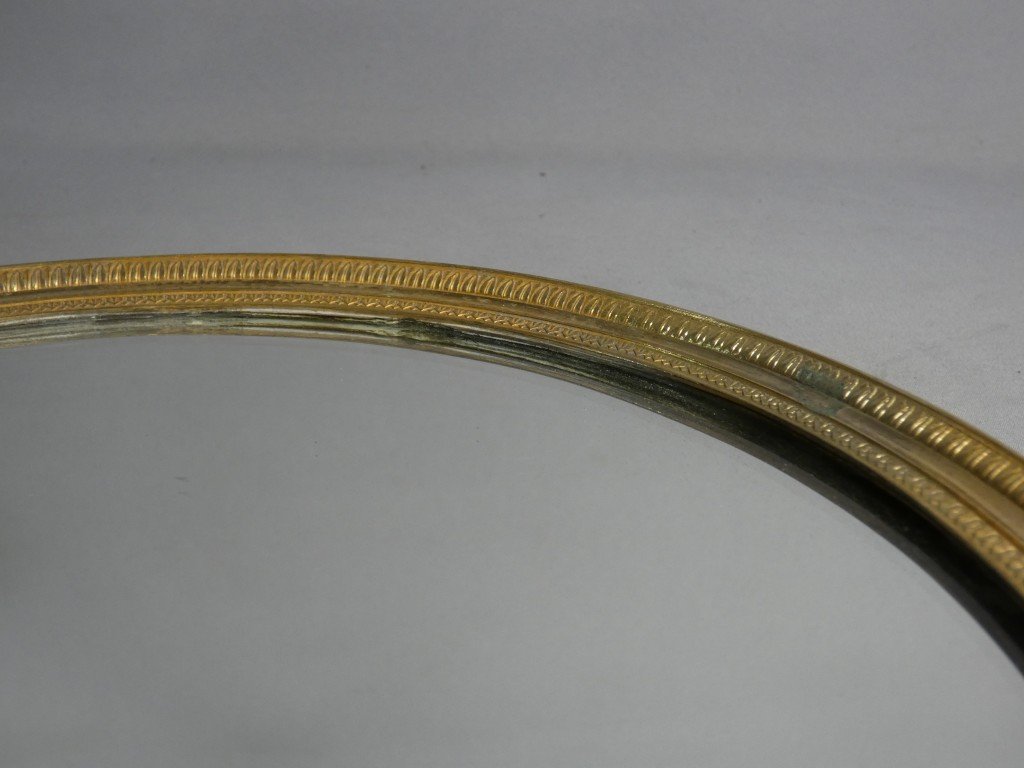Mirrored Tray, Empire-style Centerpiece In Gilded Bronze, 19th Century-photo-2