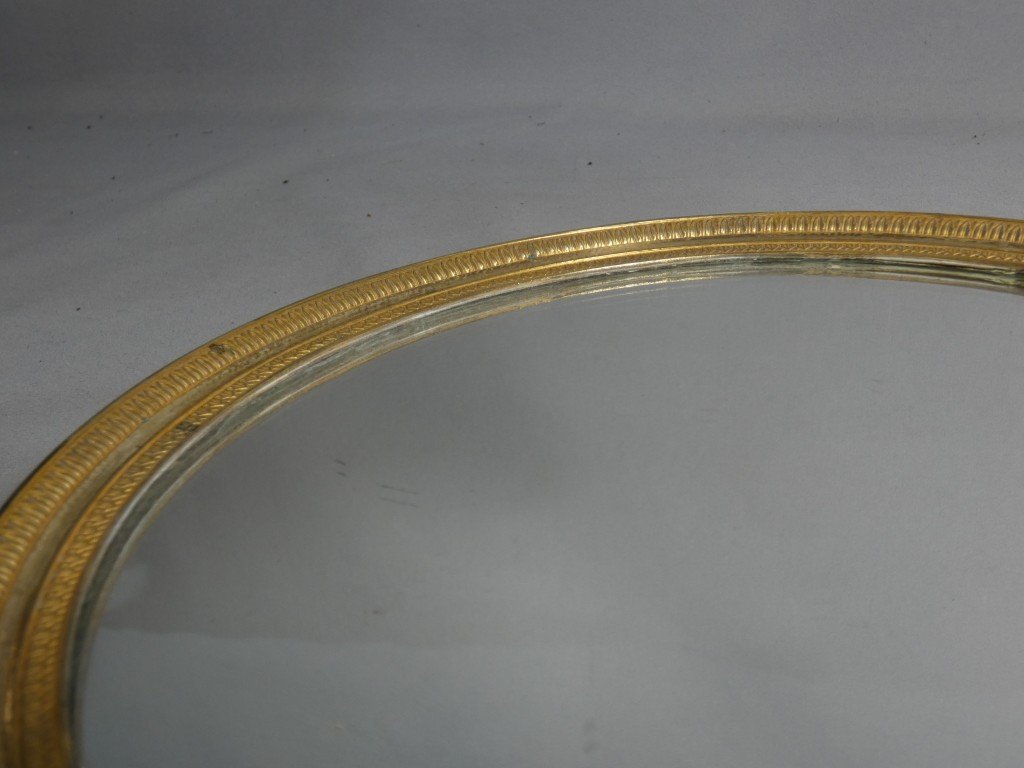 Mirrored Tray, Empire-style Centerpiece In Gilded Bronze, 19th Century-photo-3