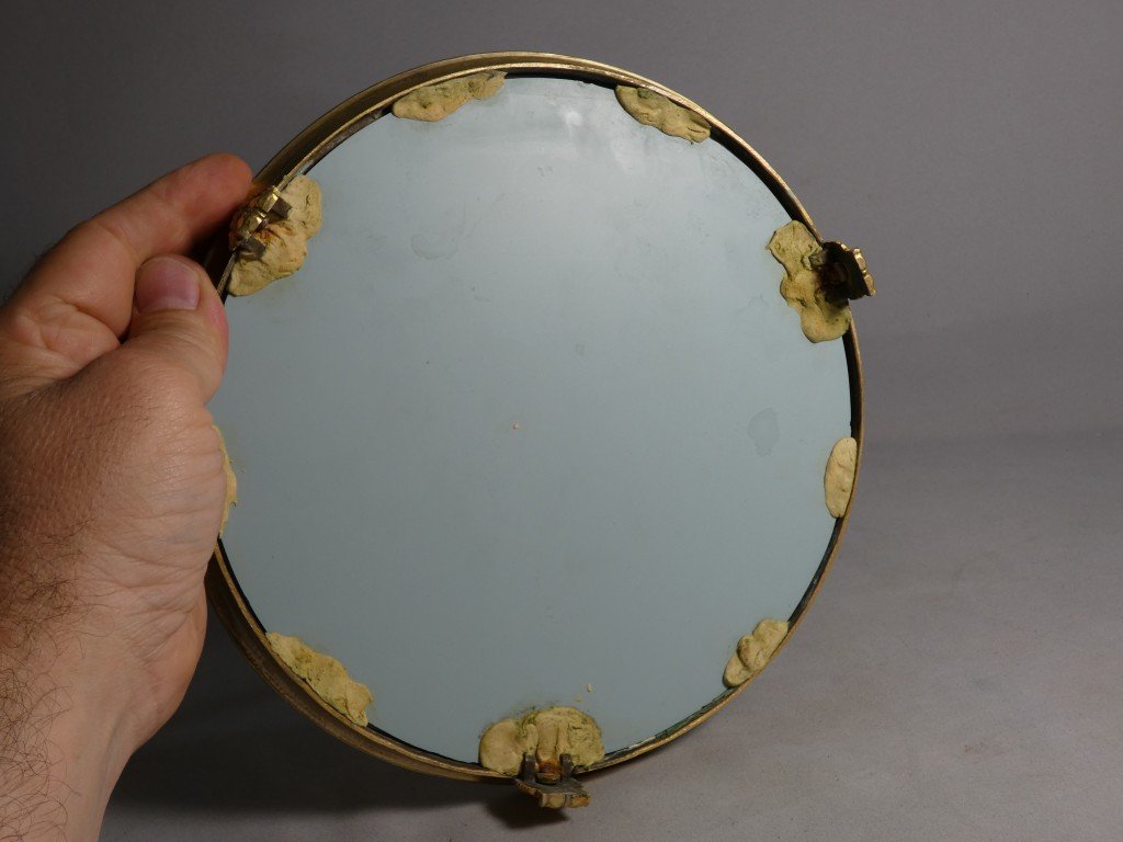 Mirrored Tray, Empire-style Centerpiece In Gilded Bronze, 19th Century-photo-5