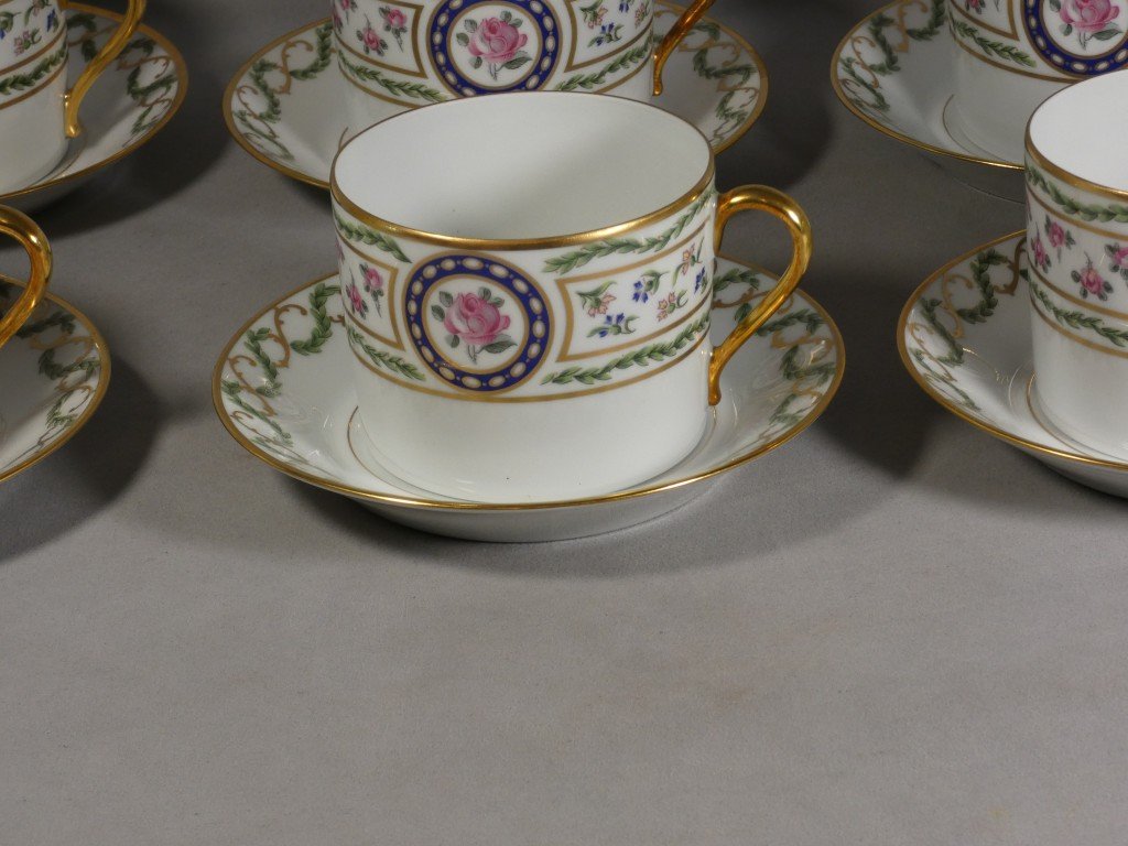 Haviland Louveciennes, Marie Antoinette, 6 Limoges Porcelain Breakfast Cups-photo-2