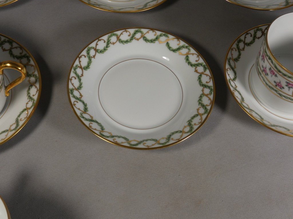 Haviland Louveciennes, Marie Antoinette, 6 Limoges Porcelain Breakfast Cups-photo-3