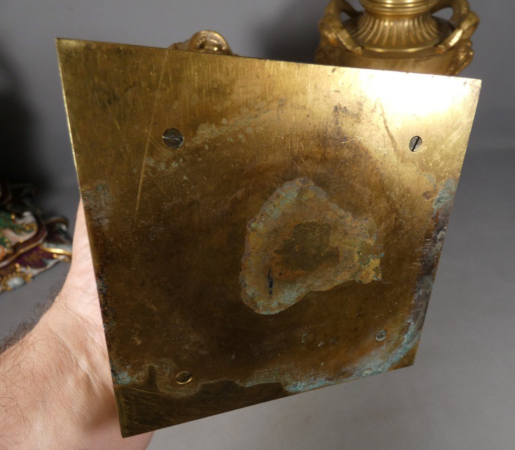Paire de cassolettes en bronze doré dans le goût de Clodion, XIXᵉ siècle-photo-8