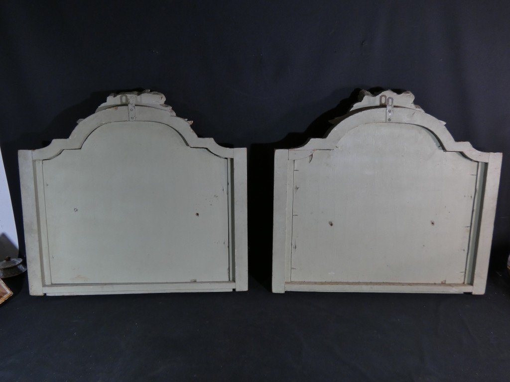 Les angelots - paire de dessus de porte de style Louis XVI en bois laqué, époque 1900-photo-8