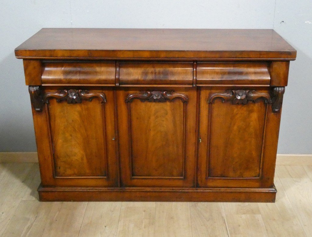 Toute petite enfilade anglaise en acajou -  époque XIX ème, buffet-photo-3